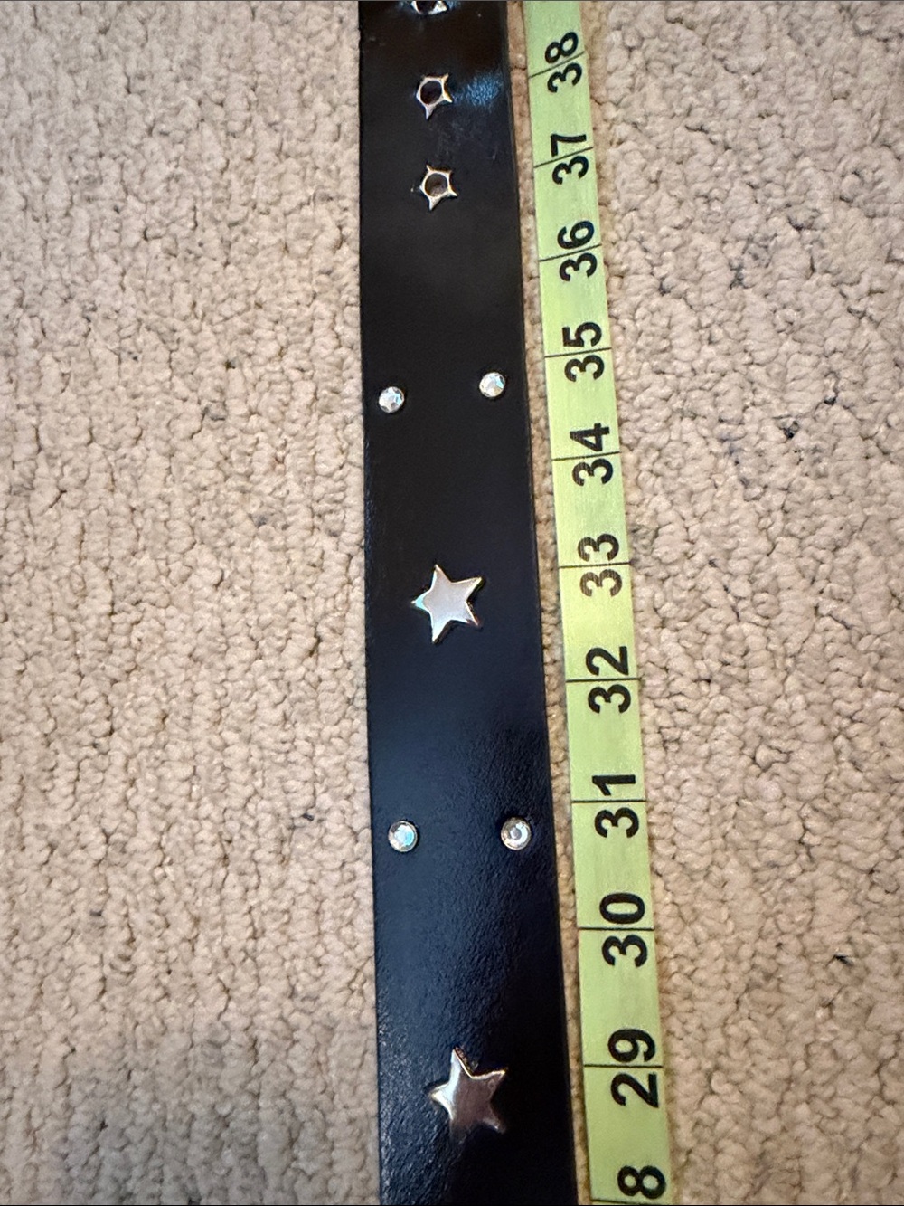 Guess Black Leather Star-Studded Belt with Silver Buckle - Picture 7 of 15